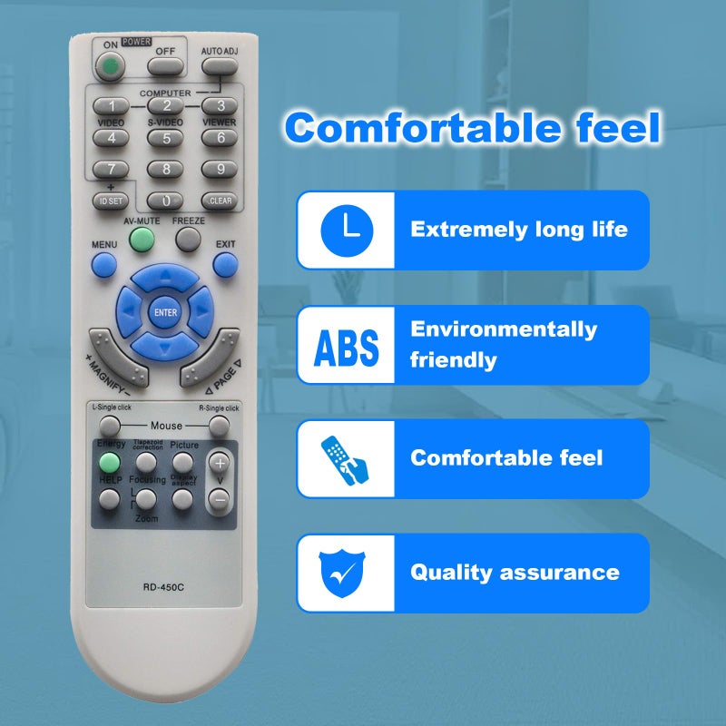 Vinabty RD-450C Replaced Remote fit for NEC Projector RD-448E LT150Z LT170 LT180 LT180+ LT220 LT240 LT240K LT245 LT25 LT260 LT260K LT265 LT280 LT30 LT30+ LT35 LT35+ LT37 LT37+ LT375 LT380 LT60 M230X M230X+ - Image 4